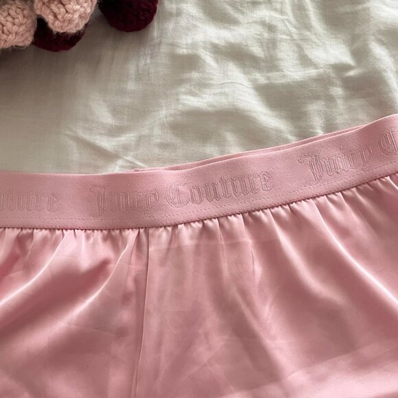 Y2K Vintage Juicy Couture Pink Rhinestone Satin Shorts - Picture 4 of 8